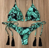 Floral print bikini-Green-1
