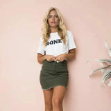 Womens Casual T-Shirt and Mini Skirt Set-white-1