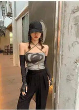 Woman's Trendy Visor Cap with Strappy Top-1