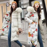 Winter Floral Quilted Jacket with Fur Hood-1