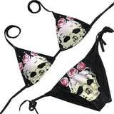 Swimsuit new women's style skull print bikini European-Black-1