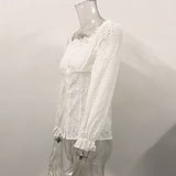 Square Neck Eyelet Lace Blouse