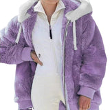 Cozy Plush Zip-Up Hooded Jacket