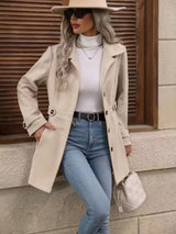 Elegant Wool Blend Lapel Coat
