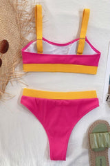 Color Block Scoop Neck Bikini Set-3