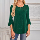 Ruffle Sparkle 3/4 Sleeve Top