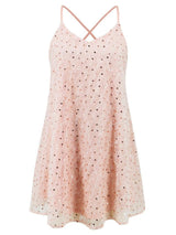 Sequin V-Neck Mini Cami Dress-Apricot-9