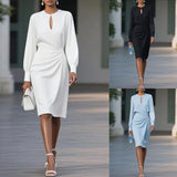 Chic Pleated Waist Hollow Dress