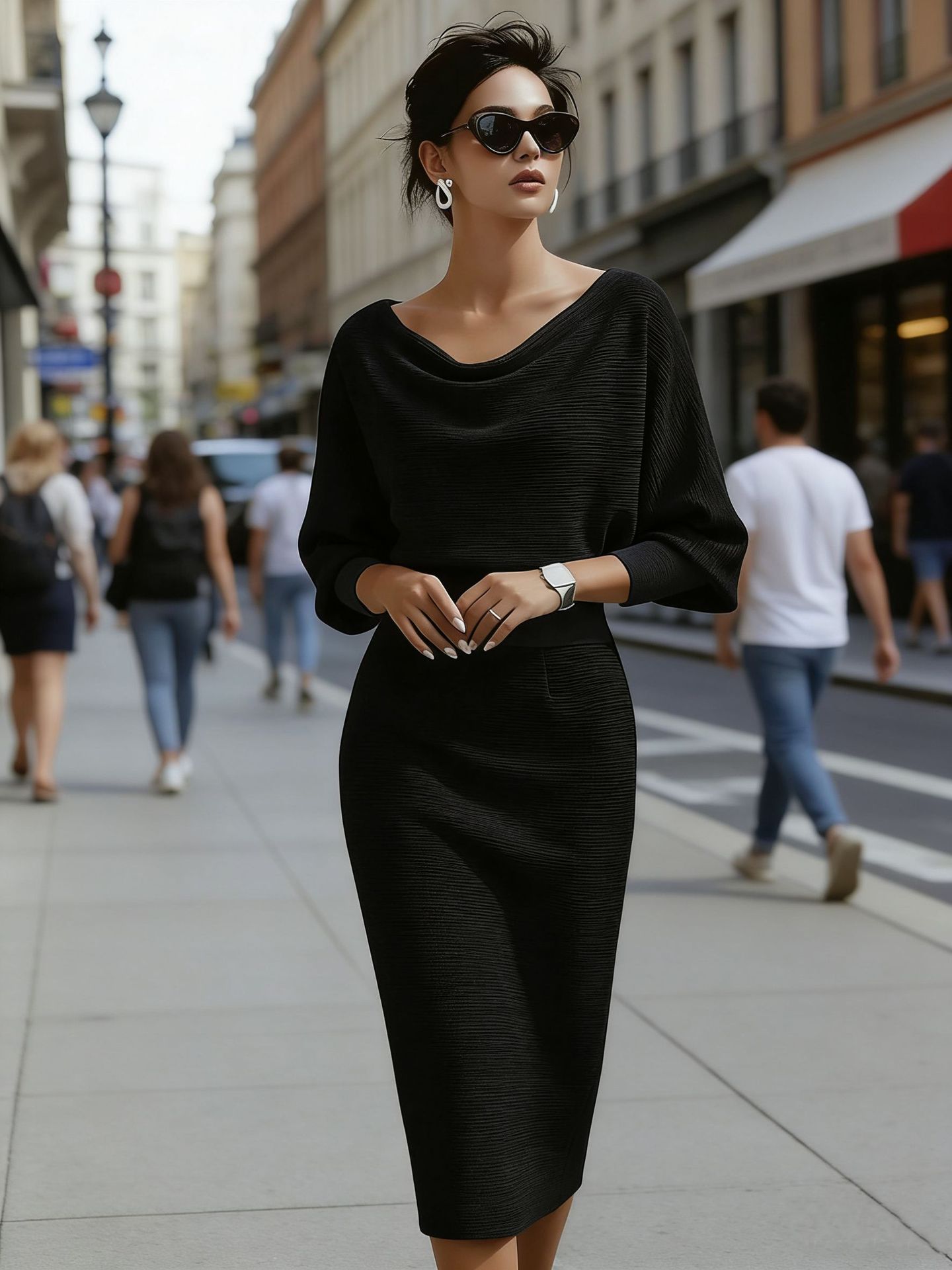 Womens Solid-Color Body-Con Plus-Size Dress With A Sophisticated Look