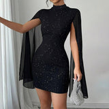 Glitter Bodycon Mini Cocktail Dress