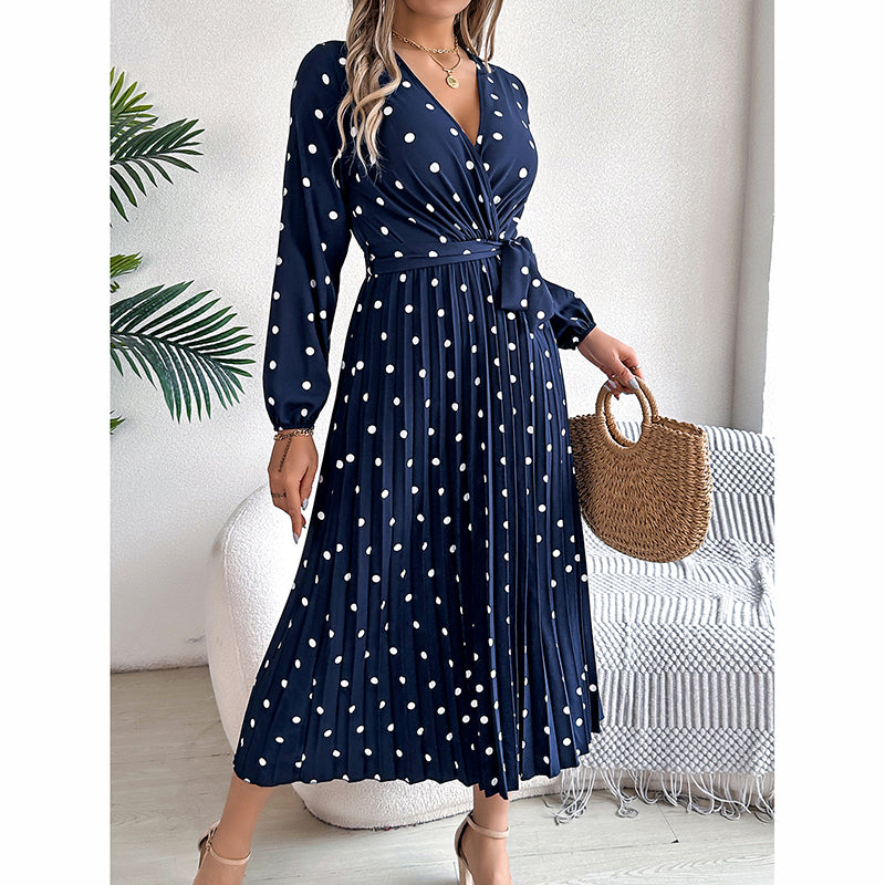 Polka Dot Maxi Dress with Belt