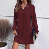 European And American Turtleneck Sheath Dress Women's Clothing