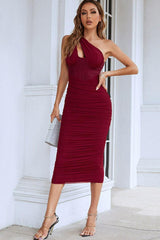 Cutout One-Shoulder Midi Bandage Dress-3