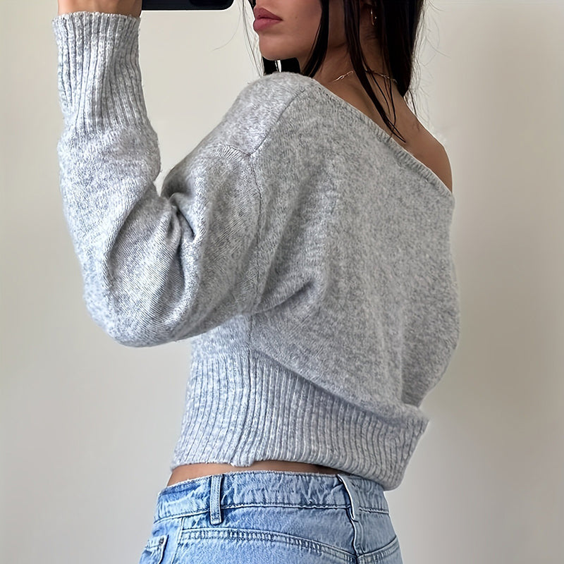 Off-Shoulder Cropped Sweater