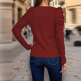 Elegant Puff Sleeve Knit Top