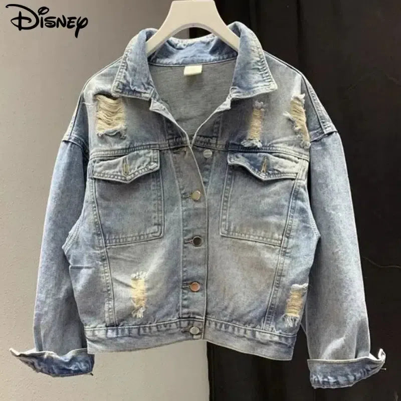 Disney Mickey Mouse Beaded Denim Jacket – Playful and Chic