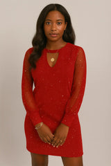 Elegant V-Neck Lace Splicing Dress