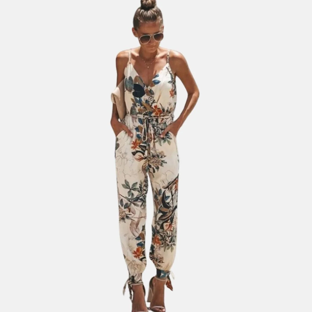 Floral Cotton Jumpsuit – Spaghetti Strap Romper