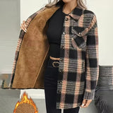 Plaid Fleece-Lined Jacket for Women