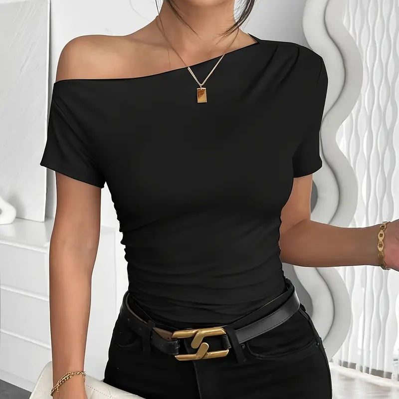 Y2K Ruched One Shoulder Top