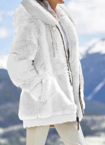 Cozy Plush Zip-Up Hooded Jacket