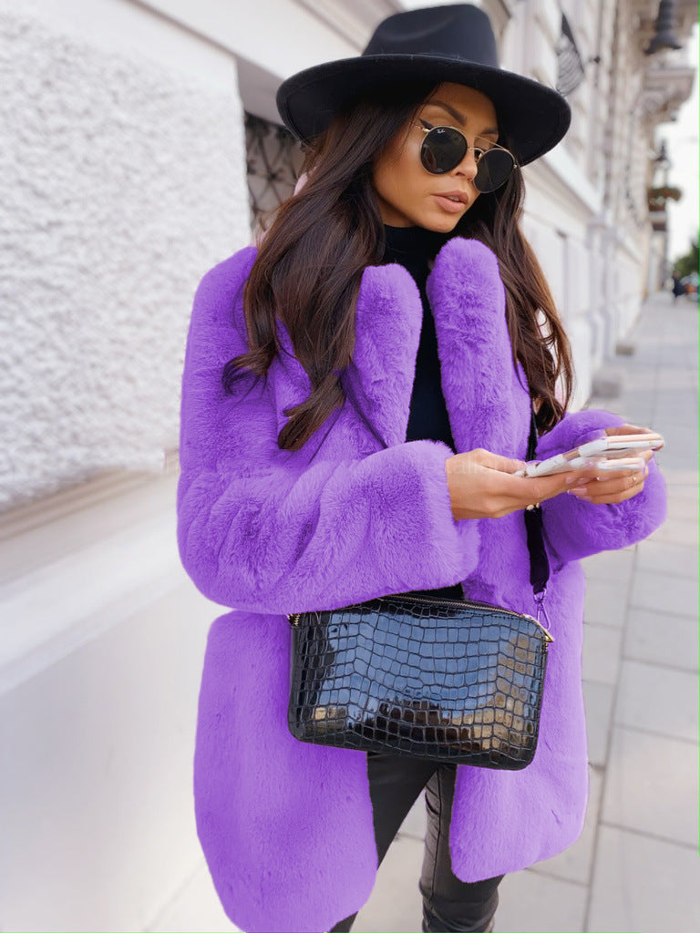 Chic Faux Fur Lapel Coat for Women