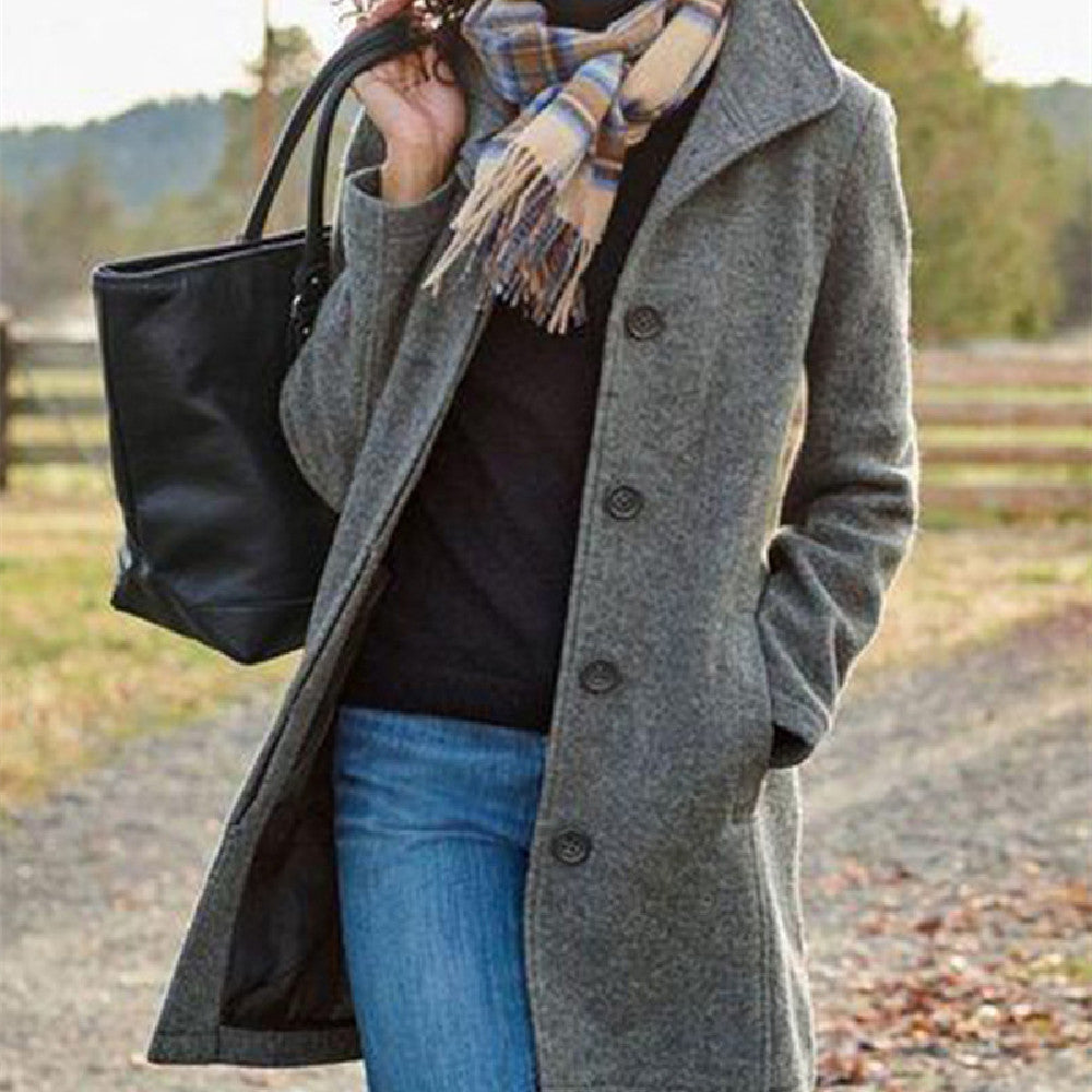 Wool Blend Mid-Length Coat