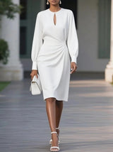 Chic Pleated Waist Hollow Dress