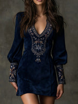 Elegant Embroidered V-Neck Dress