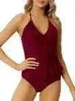 Ladies Fashion Cutout Lace-Up Halter Swimsuit-2