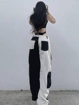 Baggy High Waist Contrast Patchwork-5