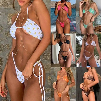 Bikini Color Split Bikini Beach Vacation Backless Bikini-1