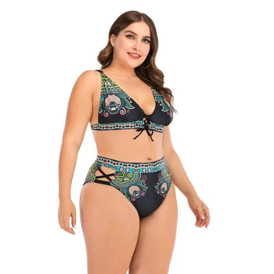 Women High Waist Bikinis set Swimsuit Plus size Swimwear Large Big Plussize New Swimming Suits Beachwear Wear For Female-2