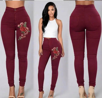 Vibrant Candy-Colored Pencil Pants-Claret-3