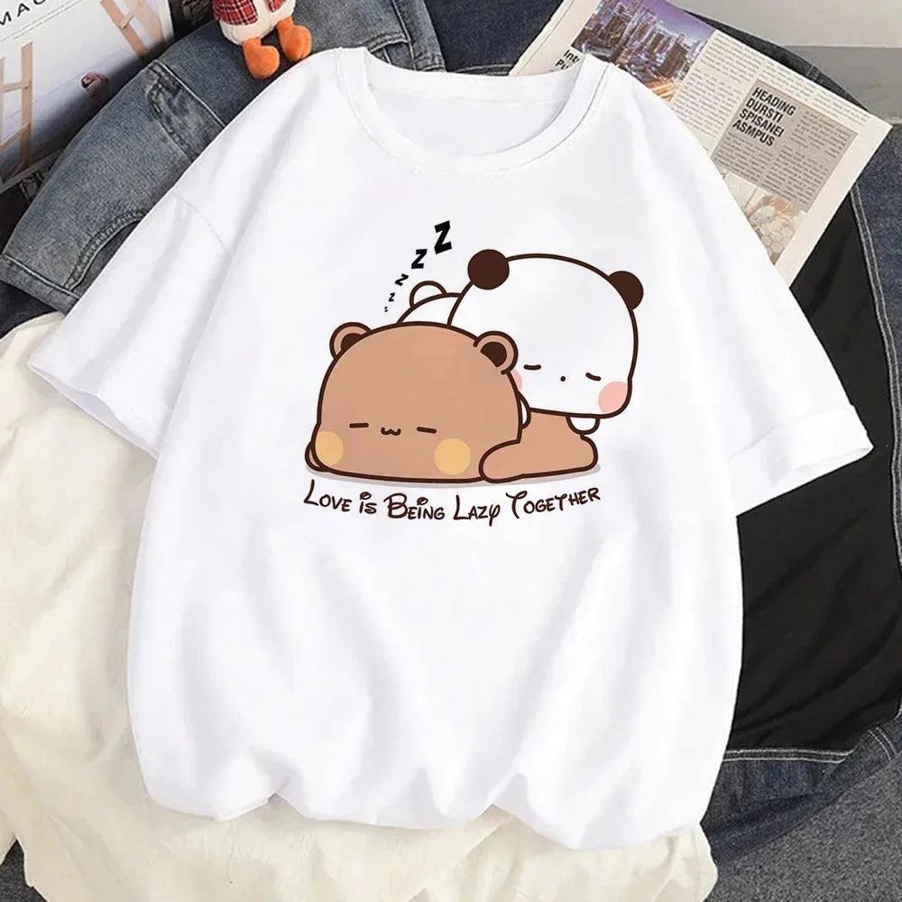 Casual Bear Love T-Shirt-L235-22 WHITE-1