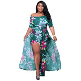 Chic Plus-Size Floral Maxi Dress for Spring-green-8