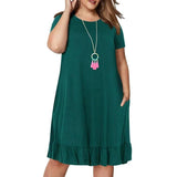 Chic Plus-Size Green Ruffle Dress for Women-green-7