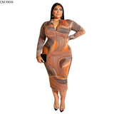 Chic Plus-Size Snake Print Dress | Trendy Curve Fashion-Brown-3