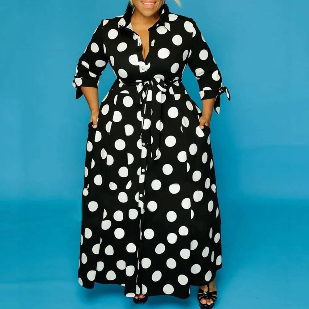 Chic Polka Dot Maxi Dress - Flattering Plus Size Fashion-2