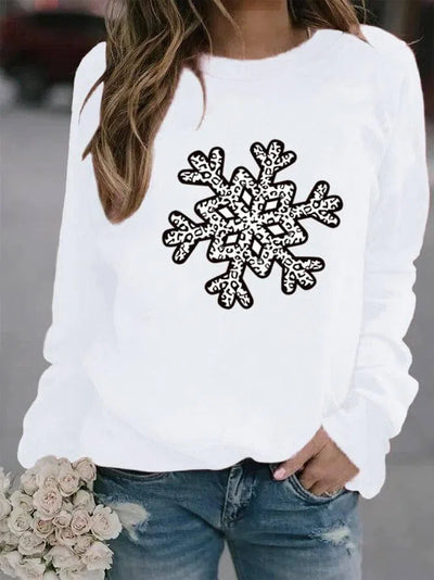 Christmas Creative Letters Printed Crew Neck Sweatshirt-White-4