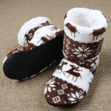 Christmas Elk Floor Shoes Indoor Socks Shoes Warm Plush-Coffee-10