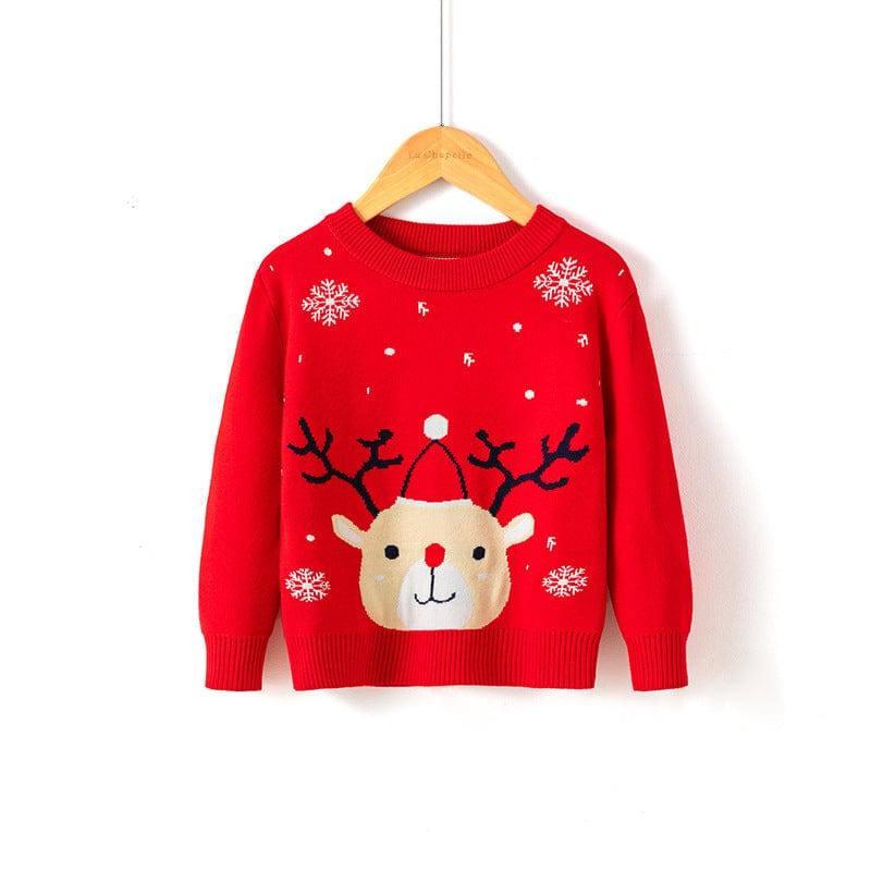 Christmas snowflake fawn sweater-Red-5