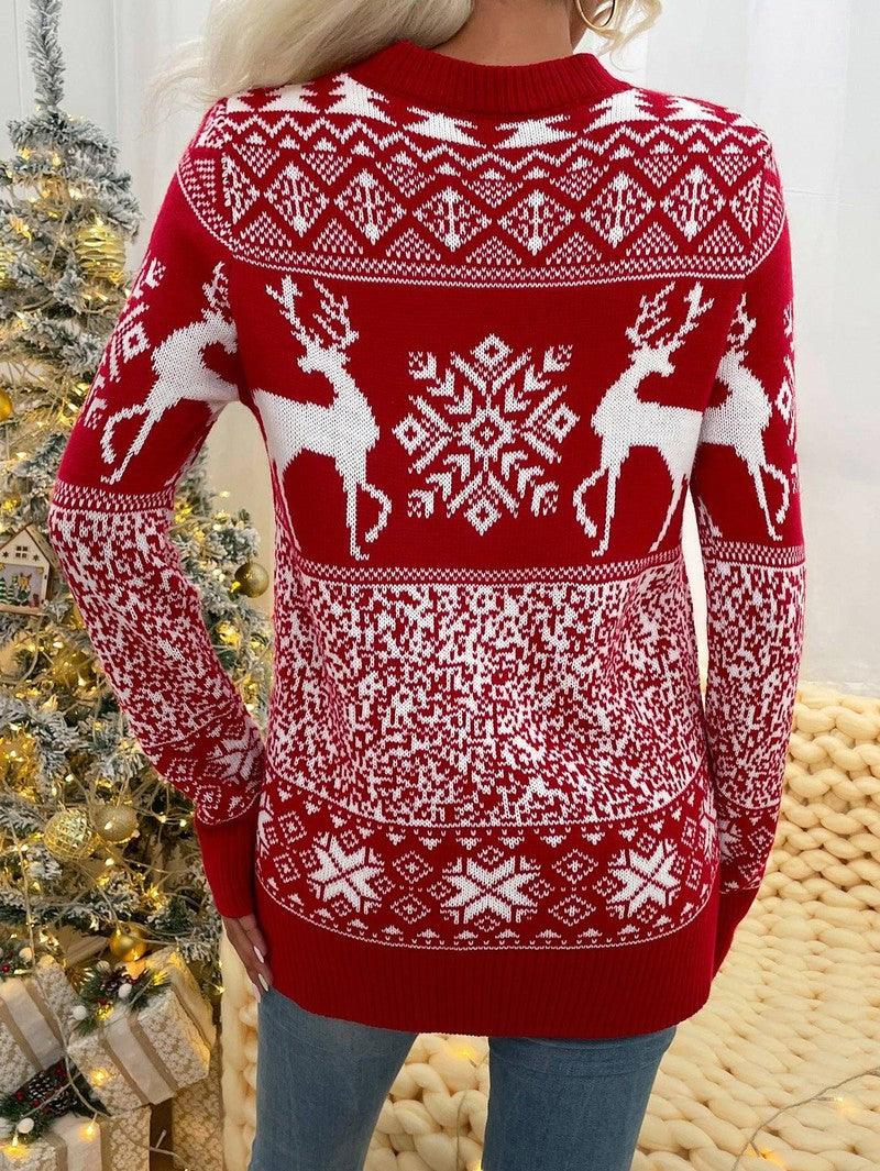 Christmas Woolen Round Neck Long-sleeved Sweater Women's-5