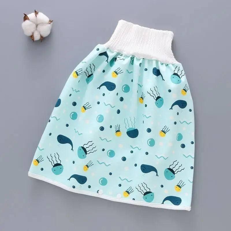 Cotton and bamboo fiber Baby diaper skirt-Blueskirt-25