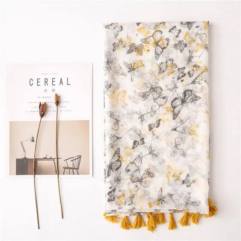 Cotton And Linen Feel Gauze Holiday Large Beach Towel-Yellow-4