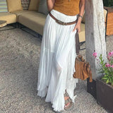 Cotton Vacation Beach Casual Irregular Long Dress-1