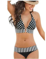 Cute Se Xy Polka Dot Split Foreign Trade Bikini Halter Neck-Black-3