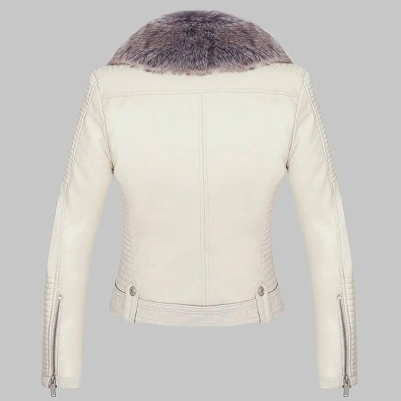 DETACHABLE FUR COLLAR WARM FAUX LEATHER JACKET-8