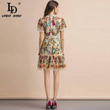 LD LINDA DELLA New 2023 Fashion Runway Summer Dress Women's Flare Sleeve Floral Embroidery Elegant Hollow Out Midi Dresses-4