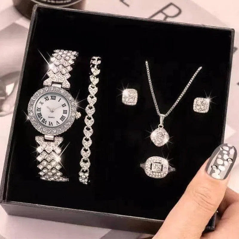 Full Diamond Luxury Bracelet Watch Suit Women's Quartz-3